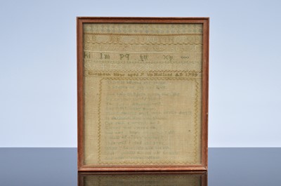 Lot 560 - A late 18th century embroidered sampler