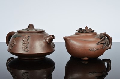 Lot 581 - Five reproduction Chinese terracotta Yixing style tea pots