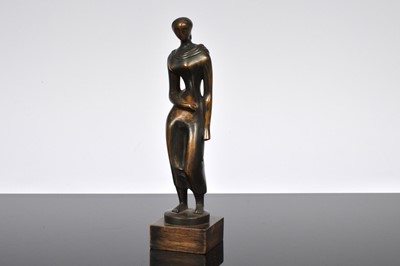 Lot 594 - A modernist style bronze figure of a lady
