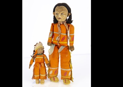 Lot 1162 - Two Norah Wellings Native American Indian dolls 1930s