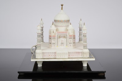 Lot 603 - A late 20th century alabaster model of the Taj Mahal table light