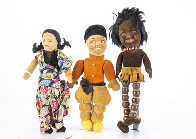 Lot 1163 - Three small Norah Wellings ethnic dolls