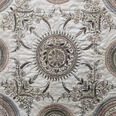 Lot 628 - A nice European embroidered silk panel