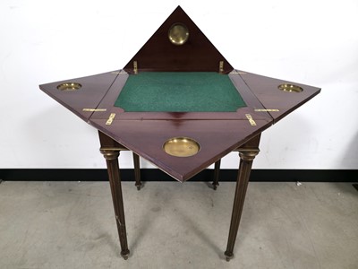 Lot 709 - An Edwardian period mahogany and brass bound envelope card table