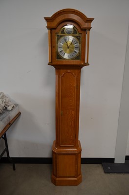 Lot 710 - A second half 20th century short oak long case clock