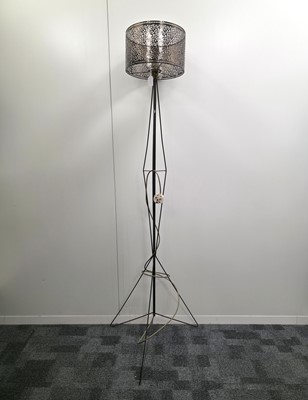 Lot 719 - A modern black metal standard lamp