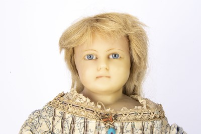 Lot 1190 - A large English poured wax shoulder-head child doll