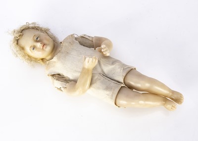 Lot 1199 - A poured wax shoulder-head Christ Child circa 1900