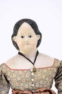Lot 1209 - A mid 19th century Grenier papier-mache shoulder head doll