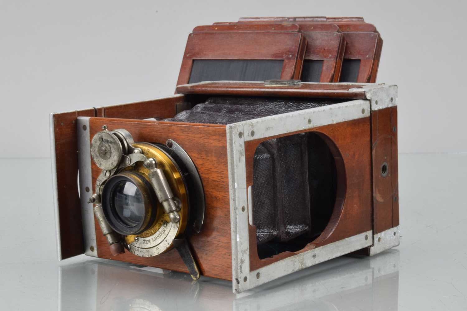 Lot 9 - A Shew & Co. Aluminium Xit Quarter Plate Strut Camera