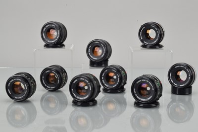 Lot 23 - Nine Canon FD 50mm Lenses