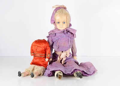 Lot 1254 - A German wax over composition shoulder head girl doll