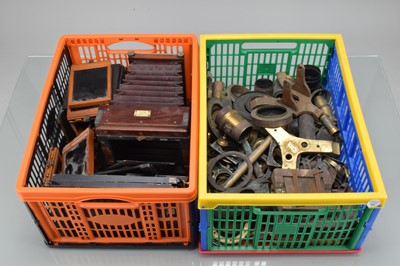 Lot 408 - Mahogany & Brass Camera Parts