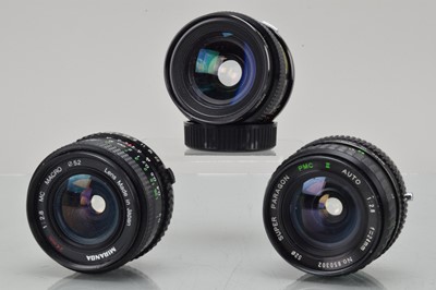 Lot 449 - Three OM Mount Wide Angle Lenses