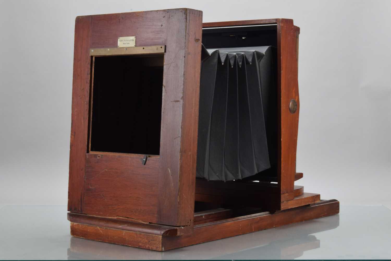 Lot 606 - A E & H.T Antony & Co Mahogany & Brass Studio Camera Body