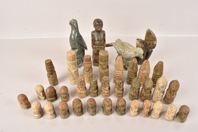 Lot 33 - An African Carved Soapstone Chess Set