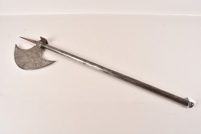 Lot 57 - A Persian Qajar Inlaid steel axe
