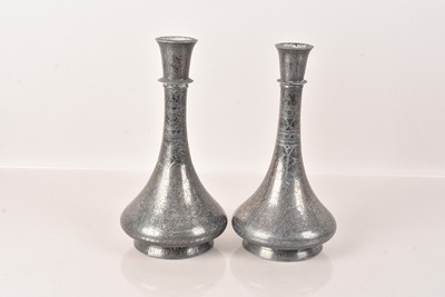 Lot 63 - A pair of Middle Eastern Bidri Ware White metal Vases