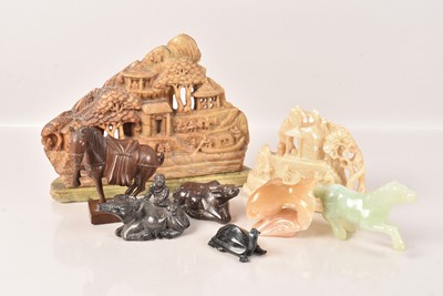 Lot 64 - Two Far Eastern Carved Soapstone Landscape Scenes