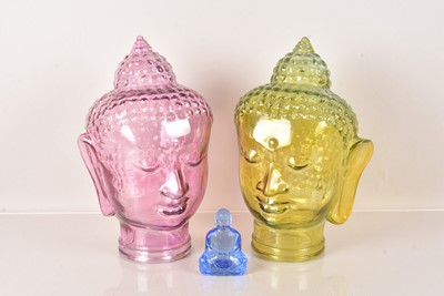 Lot 66 - Two large glass Buddha Heads