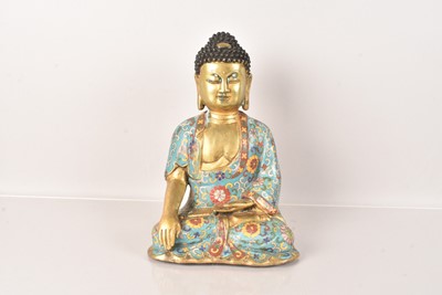 Lot 73 - A Chinese Cloisonne and gilt bronze figure of a seated Buddha