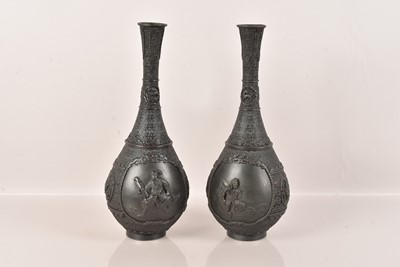 Lot 81 - A pair of heavy brass Oriental Vases