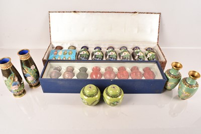 Lot 84 - Two pairs of modern Cloisonne Vases