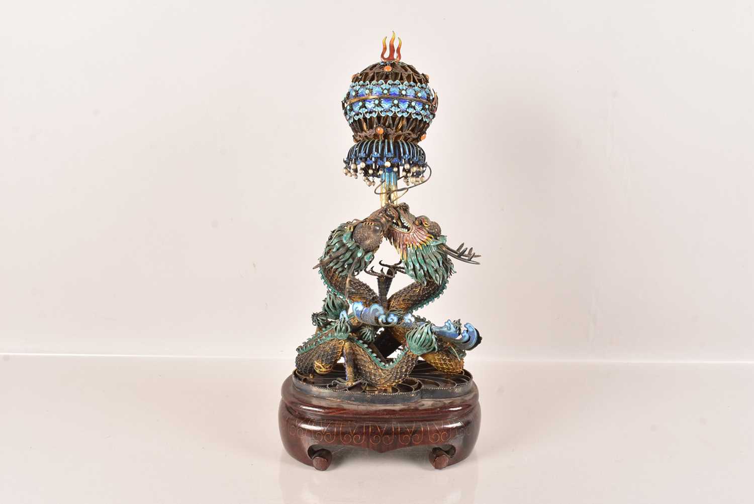 Lot 86 - A Chinese Filigree and Enamel Dragon Figure