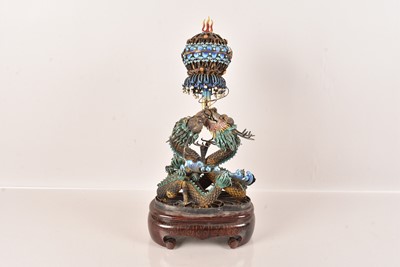 Lot 86 - A Chinese Filigree and Enamel Dragon Figure