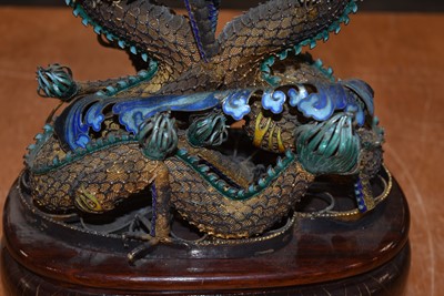 Lot 86 - A Chinese Filigree and Enamel Dragon Figure