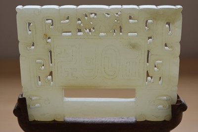 Lot 92 - A Chinese Jadeite Jade Panel and Stand