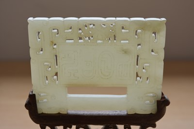 Lot 92 - A Chinese Jadeite Jade Panel and Stand