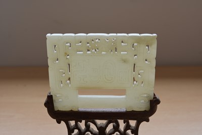 Lot 92 - A Chinese Jadeite Jade Panel and Stand