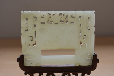 Lot 92 - A Chinese Jadeite Jade Panel and Stand