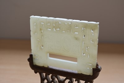 Lot 92 - A Chinese Jadeite Jade Panel and Stand