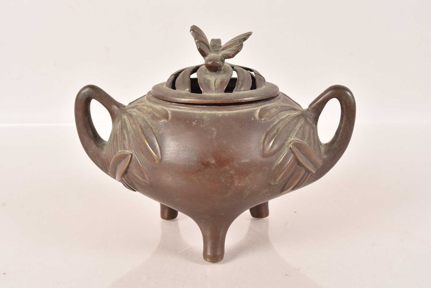 Lot 98 - A Japanese Bronze Pot Pouri and Cover