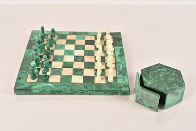 Lot 100 - A Malachite, Bone and Hardstone Chess set