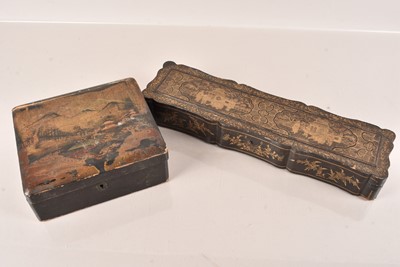 Lot 104 - A Chinese lacquered fan case