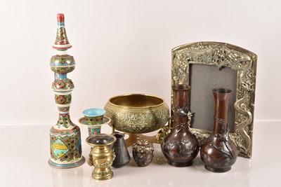 Lot 118 - A pair of cast metal Far Eastern vases
