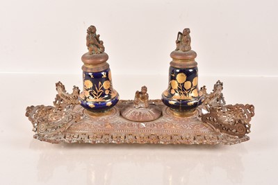 Lot 121 - An Oriental Metal and Cderamic Inkwell