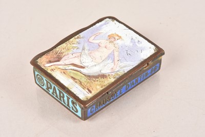 Lot 125 - A base metal and enamel vesta case