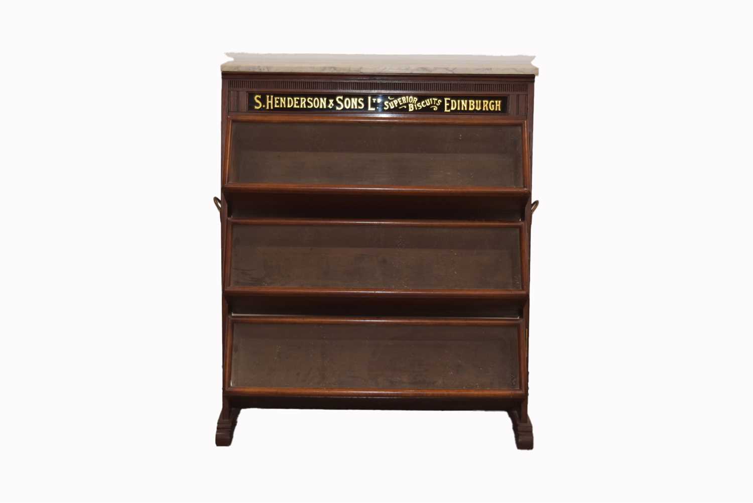 Lot 151 - An Antique mahogany three tier S. Henderson & Sons Ltd Superior Biscuit Shop Display