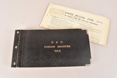 Lot 153 - An N.P.U Poisons Register File Drug Register from Denham Film Studios Medical Department