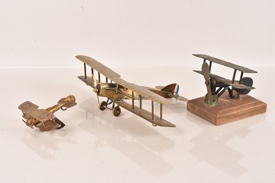 Lot 355 - A brass model of a Bi-Plane