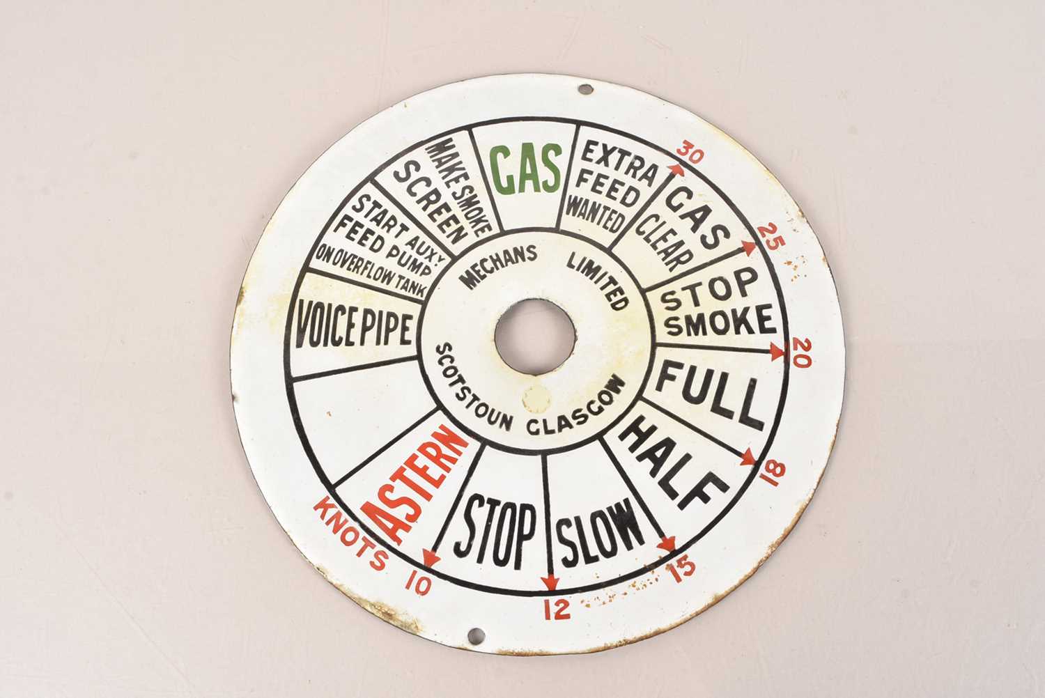 Lot 483 - A Vintage Ship's Engine Order Telegraph Dial
