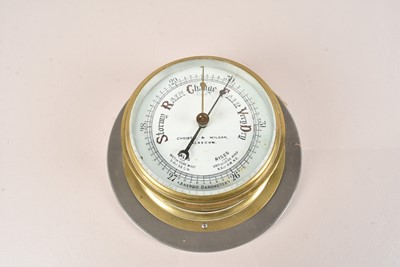 Lot 488 - A Vintage Brass Bulkhead Aneroid Barometer