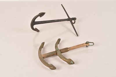 Lot 490 - Two vintage models of Ship's Anchors