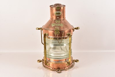 Lot 515 - A Vintage Brass Ship's 'Anchor' Lantern