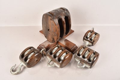 Lot 524 - A group of four Ships Pulleys