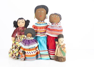 Lot 1352 - Three Native American Indian Seminole cloth dolls